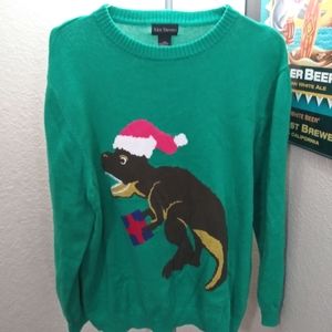 Green Dinosaur Ugly Christmas Sweater